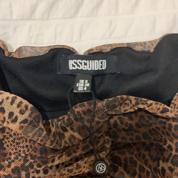 Leopard print mesh ruched long sleeve body suit - Picture 2 of 5